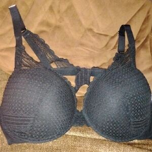 Auden Black Textured Lace Bra